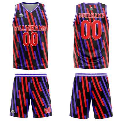 Benutzerdefinierter Rot Lila Basketball Jersey Uniform Anzug gedruckt Ihr Logo Name Nummer