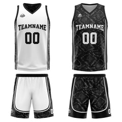 Benutzerdefinierte Weiß Schwarz Reversible Basketball Jersey Personalisierte Print Name Nummer Logo