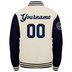 Benutzerdefinierte Verlauf Varsity-Jacke. Letterman-Jacke Marine Creme