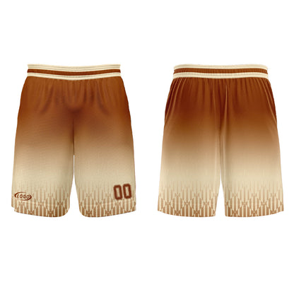 Benutzerdefinierter Beige Braun Farbverlauf Basketball Jersey Uniform Anzug gedruckt Ihr Logo Name Nummer