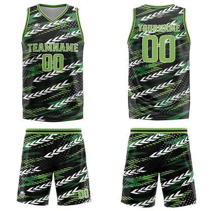 Benutzerdefinierter Schwarz Grün Basketball Jersey Uniform Anzug gedruckt Ihr Logo Name Nummer