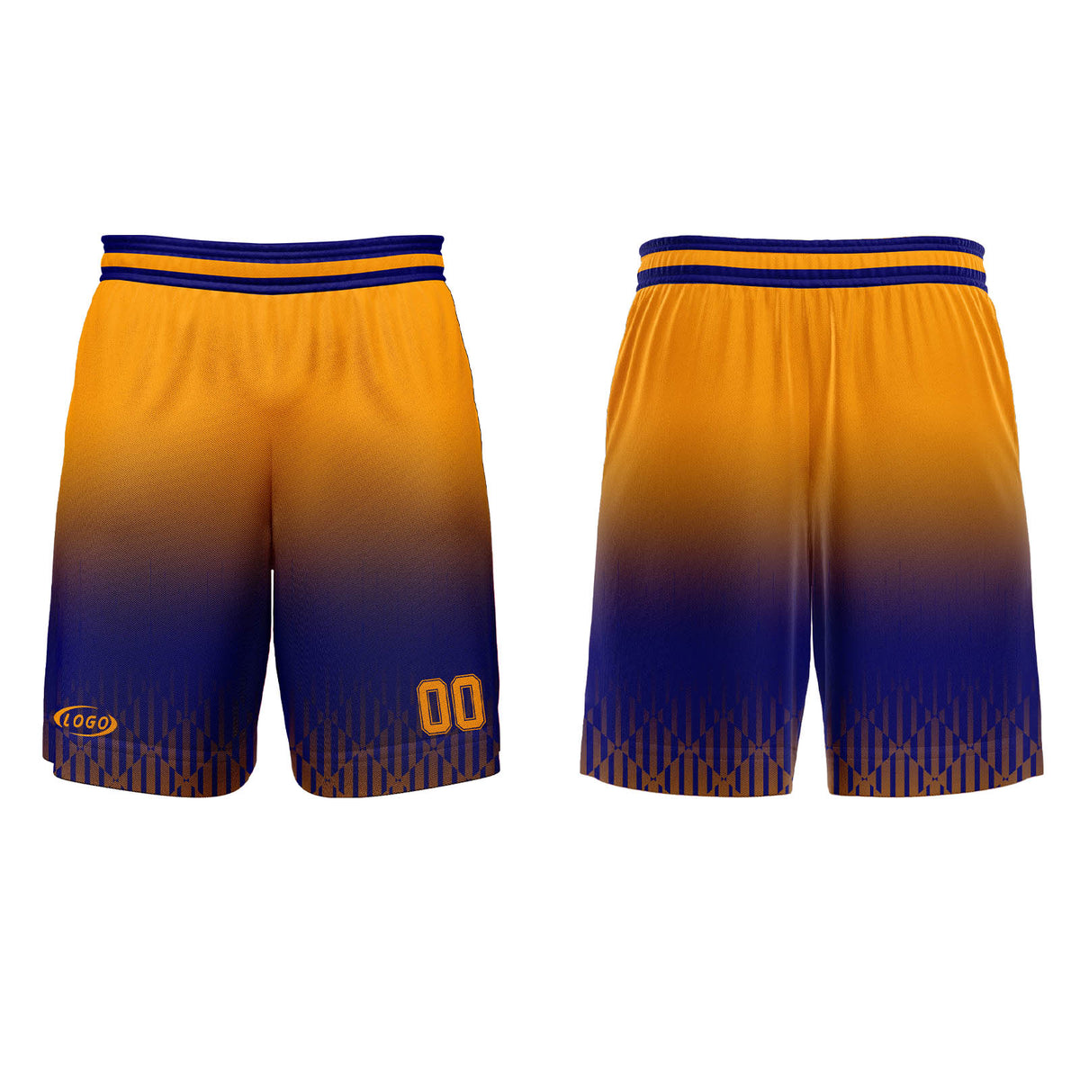 Benutzerdefinierter Blau Gelb Farbverlauf Basketball Jersey Uniform Anzug gedruckt Ihr Logo Name Nummer