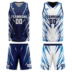 Benutzerdefinierte Dunkelblau Reversible Basketball Jersey Personalisierte Print Name Nummer Logo