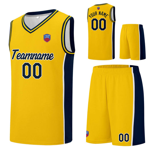 Individuelle Basketball-Jersey-Shorts für Männer und Frauen. Gestickter und gedruckter Name, Nummer und Logo Gelb