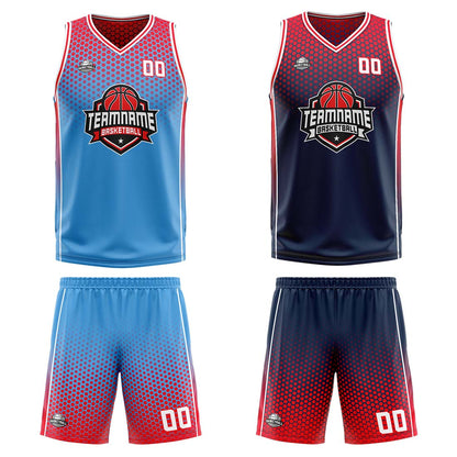 Benutzerdefinierte Blau Marine Rot Reversible Basketball Jersey Personalisierte Print Name Nummer Logo