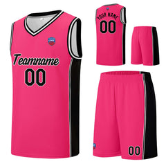 Individuelle Basketball-Jersey-Shorts für Männer und Frauen. Gestickter und gedruckter Name, Nummer und Logo Rosa&Schwarz