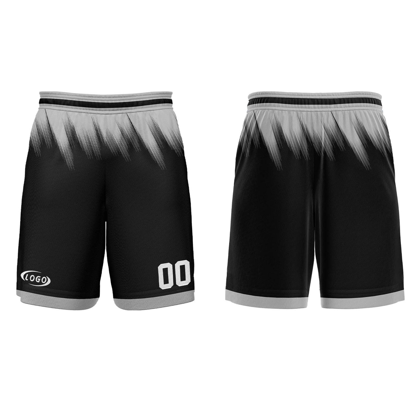 Benutzerdefinierter Schwarz Grau Weiß Basketball Jersey Uniform Anzug gedruckt Ihr Logo Name Nummer