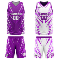 Benutzerdefinierte Lila Reversible Basketball Jersey Personalisierte Print Name Nummer Logo