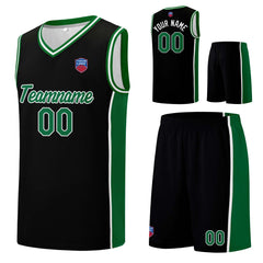 Individuelle Basketball-Jersey-Shorts für Männer und Frauen. Gestickter und gedruckter Name, Nummer und Logo Schwarz