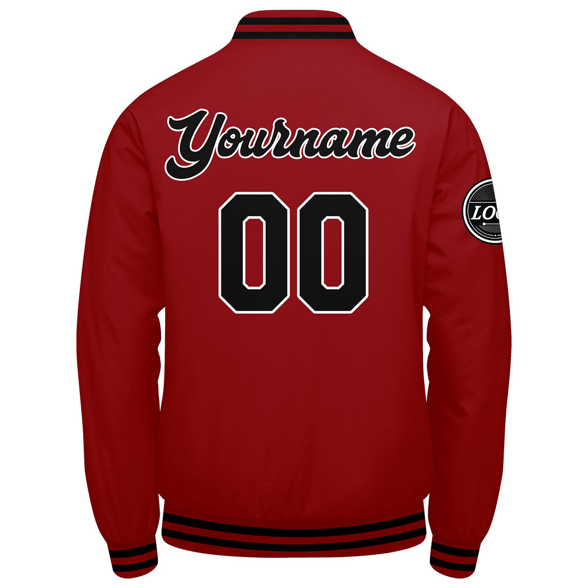 Benutzerdefinierte Verlauf Varsity-Jacke. Letterman-Jacke Rot Schwarz