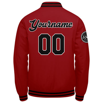Benutzerdefinierte Verlauf Varsity-Jacke. Letterman-Jacke Rot Schwarz