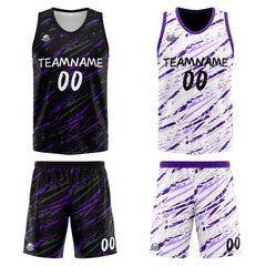 Benutzerdefinierte Reversible Basketball Jersey Personalisierte Print Name Nummer Logo Schaden&Lila