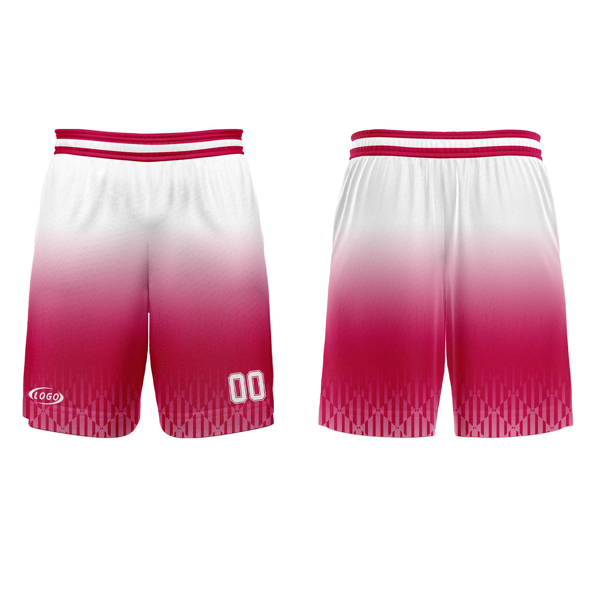 Benutzerdefinierter Rot Weiß Farbverlauf Basketball Jersey Uniform Anzug gedruckt Ihr Logo Name Nummer