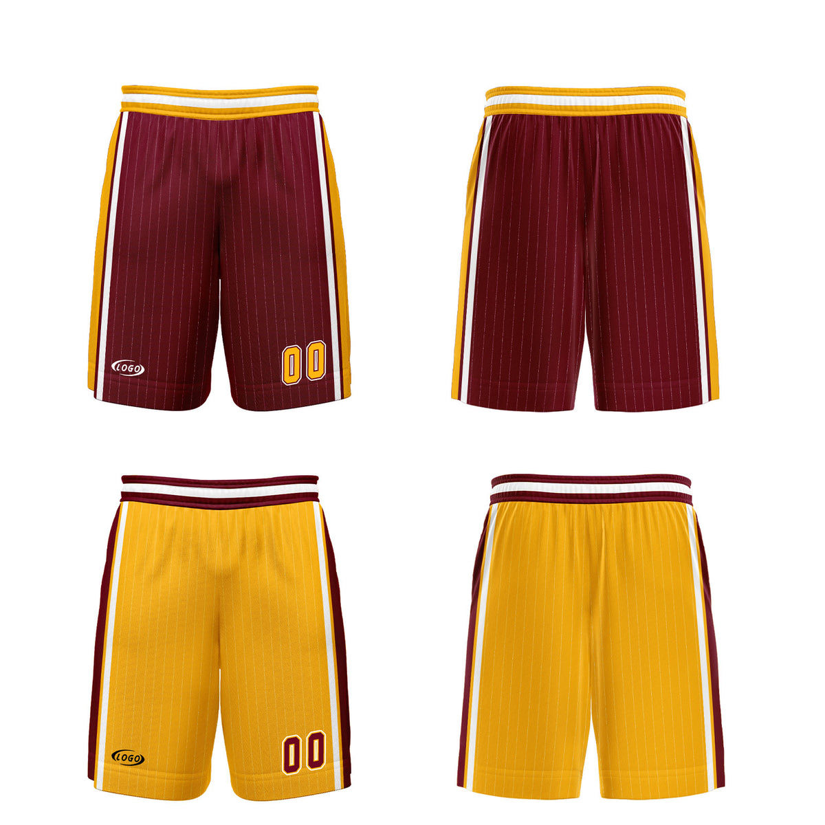 Benutzerdefinierte Rot Gelb Reversible Basketball Jersey Personalisierte Drucken Name Nummer Logo