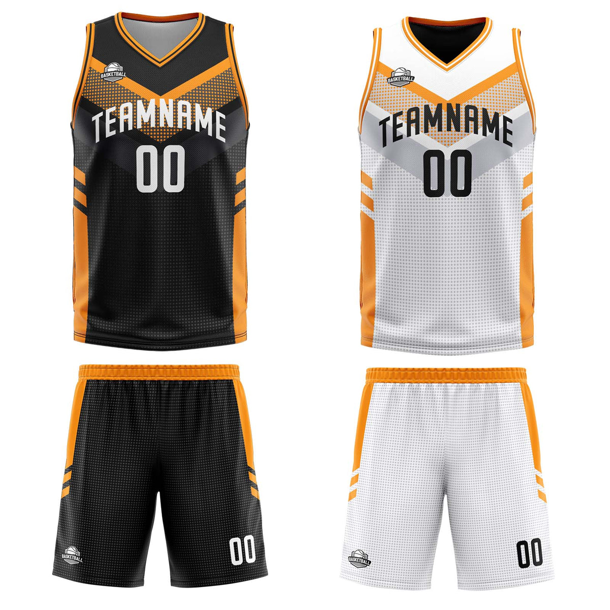 Benutzerdefinierte Schwarz Orange Reversible Basketball Jersey Personalisierte Print Name Nummer Logo