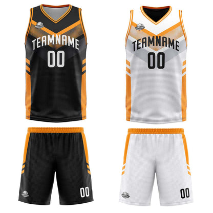 Benutzerdefinierte Schwarz Orange Reversible Basketball Jersey Personalisierte Print Name Nummer Logo
