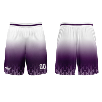 Benutzerdefinierter Lila Weiß Farbverlauf Basketball Jersey Uniform Anzug gedruckt Ihr Logo Name Nummer