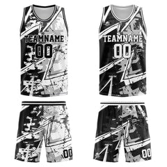 Benutzerdefinierte Reversible Basketball Jersey Personalisierte Print Name Nummer Logo Schwarz&Grau