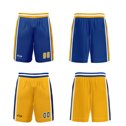 Benutzerdefinierte Blau Gelb Reversible Basketball Jersey Personalisierte Drucken Name Nummer Logo
