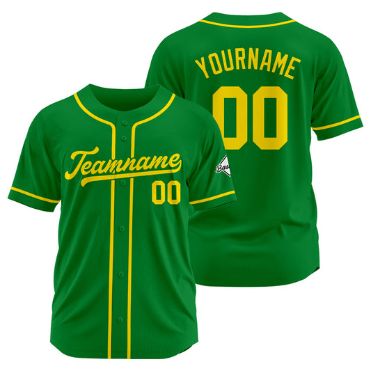 Benutzerdefinierte Authentisch Baseball-Trikot Kelly Grün-Gelb