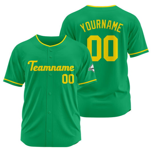 Benutzerdefinierte Authentisch Baseball-Trikot Grün Gelb
