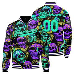 Benutzerdefinierte Grün Lila Varsity-Jacke. Letterman-Jacke für Männer, Frauen und Jugendliche