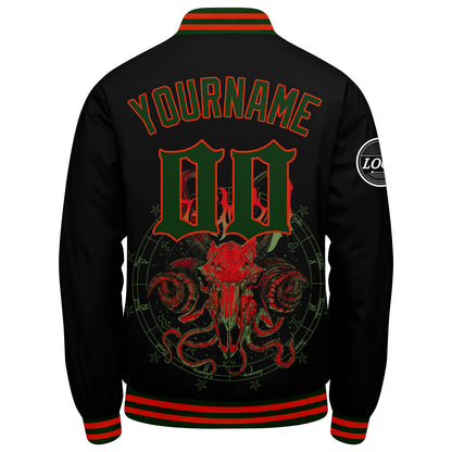 Benutzerdefinierte Verlauf Varsity-Jacke. Letterman-Jacke Rot Grün