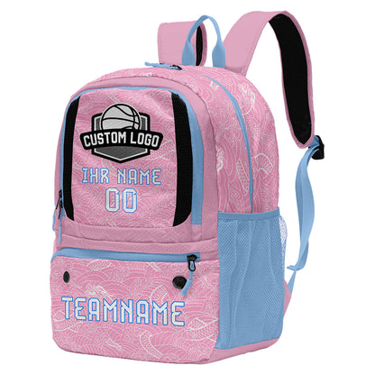 Personalisierter Basketball - und Fußballrucksack in Pink und Blau mit Spielernamen & Nummern und Teamlogo #BP-0919-0028