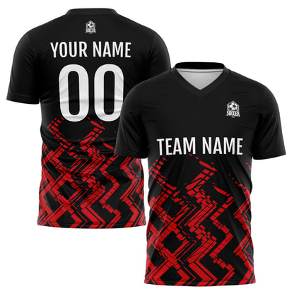 Benutzerdefinierte Schwarz Rot Fußball Trikots für Männer Frauen Personalisierte Fußball Uniformen für Erwachsene und Kind