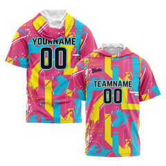 Benutzerdefinierte Gelb Kurzarm-Kapuzenpullover für Männer Frauen Hemden mit Kapuzen gedruckt Name Logo