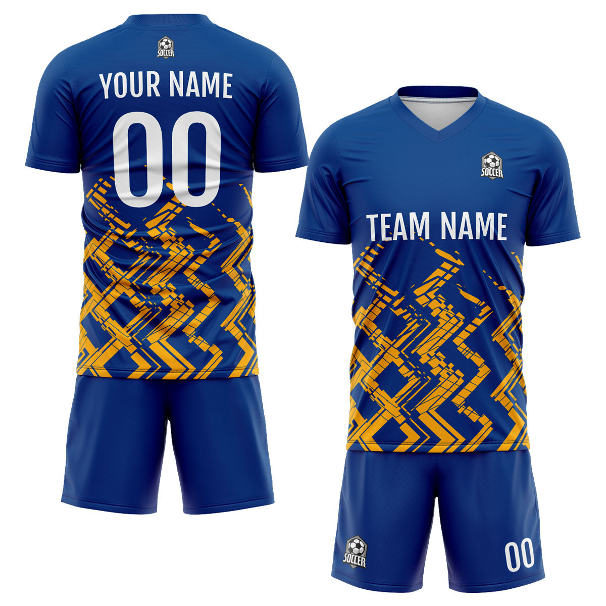 Benutzerdefinierte Blau Orange Fußball Trikots für Männer Frauen Personalisierte Fußball Uniformen für Erwachsene und Kind