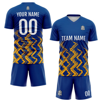 Benutzerdefinierte Blau Orange Fußball Trikots für Männer Frauen Personalisierte Fußball Uniformen für Erwachsene und Kind