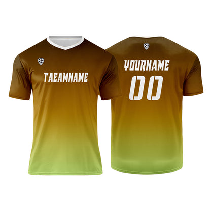 Benutzerdefinierte Braun Gelb Grün Trikots für Männer Frauen Personalisierte Fußball Uniformen für Erwachsene und Kind
