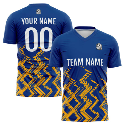 Benutzerdefinierte Blau Orange Fußball Trikots für Männer Frauen Personalisierte Fußball Uniformen für Erwachsene und Kind