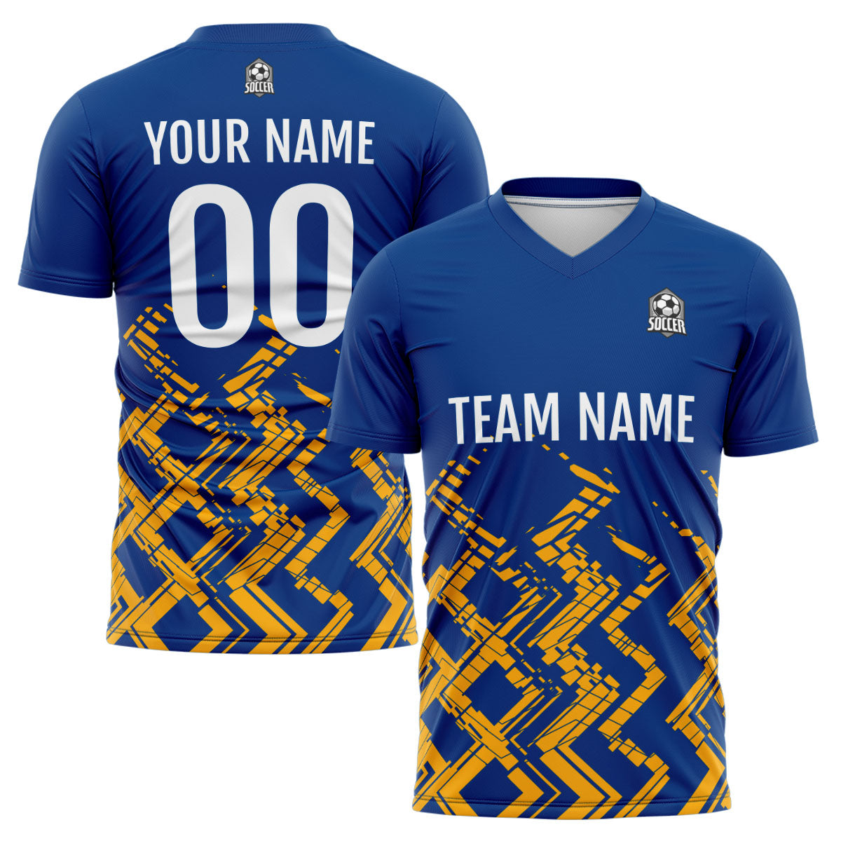 Benutzerdefinierte Blau Orange Fußball Trikots für Männer Frauen Personalisierte Fußball Uniformen für Erwachsene und Kind