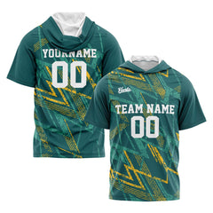 Benutzerdefinierte Grün Kurzarm-Kapuzenpullover für Männer Frauen Hemden mit Kapuzen gedruckt Name Logo