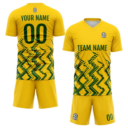 Benutzerdefinierte Gelb Grün Fußball Trikots für Männer Frauen Personalisierte Fußball Uniformen für Erwachsene und Kind