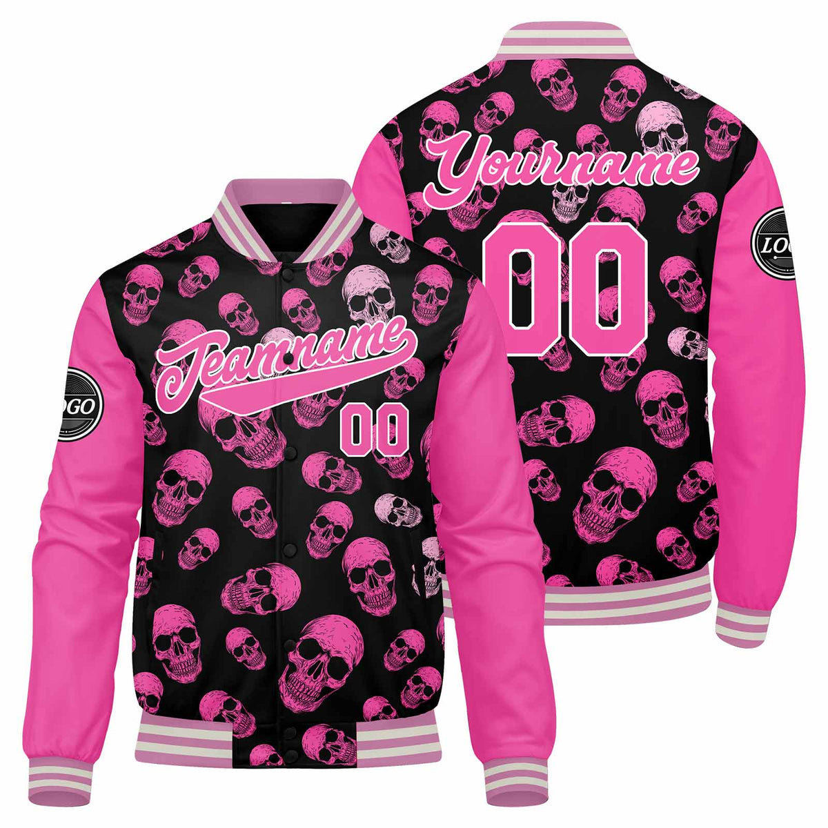 Benutzerdefinierte Verlauf Varsity-Jacke. Letterman-Jacke Rosa