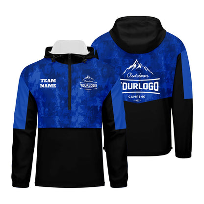 Anpassbare Blau  Camouflage Winddichte Softshell Kapuzenjacke - Vollverschluss, Logo- & Text-Druck