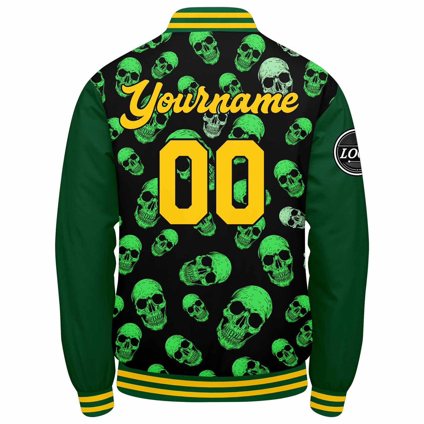 Benutzerdefinierte Verlauf Varsity-Jacke. Letterman-Jacke Grün