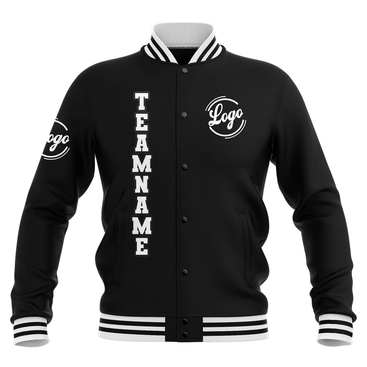 Benutzerdefiniert Schwarz Weiß Wasserdichte Varsity Jacken Personalisiert genäht Name Nummer Logo zu Letterman Jacken