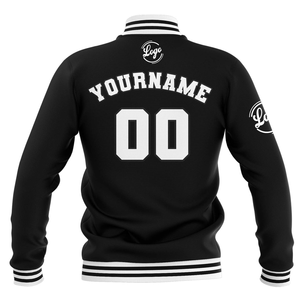 Benutzerdefiniert Schwarz Weiß Wasserdichte Varsity Jacken Personalisiert genäht Name Nummer Logo zu Letterman Jacken
