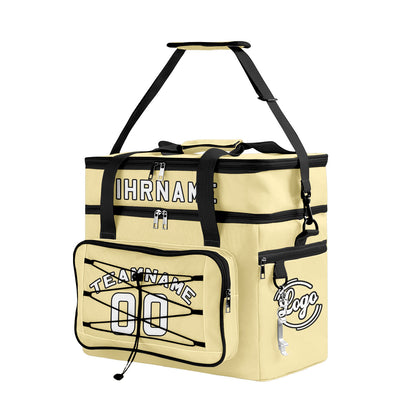 Maßgeschickerte Gelb Schwarz vollflächig bedruckte isolierte Kühltasche mit Doppelwand Wasserdichte 600D Oxford Picknick-Tragetasche für Teamevents & Outdoor-Grillen