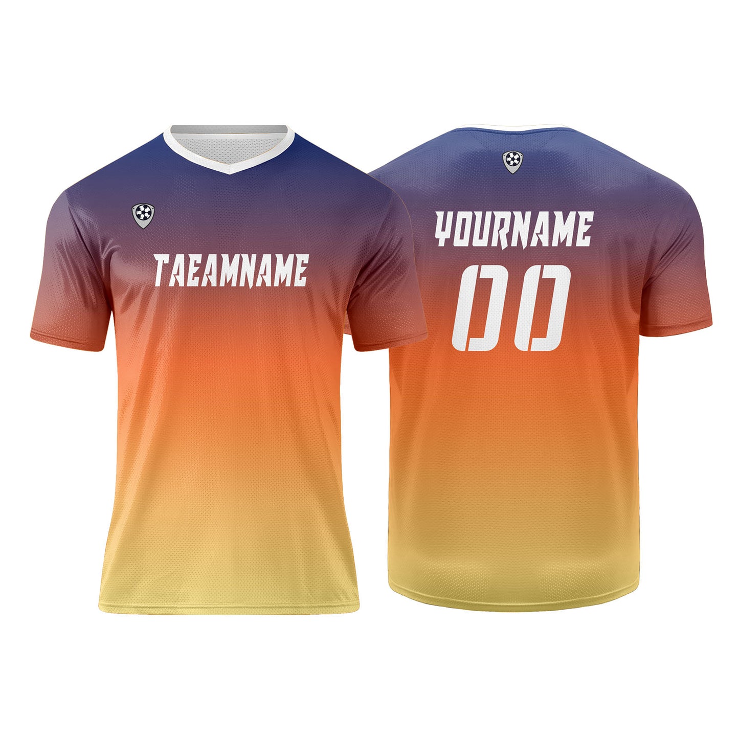 Benutzerdefinierte Blau Orange Gelb Trikots für Männer Frauen Personalisierte Fußball Uniformen für Erwachsene und Kind