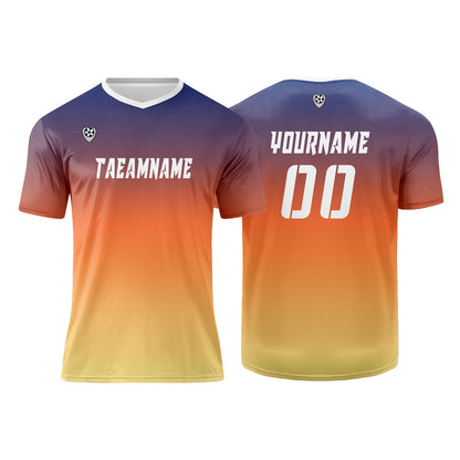 Benutzerdefinierte Blau Orange Gelb Trikots für Männer Frauen Personalisierte Fußball Uniformen für Erwachsene und Kind