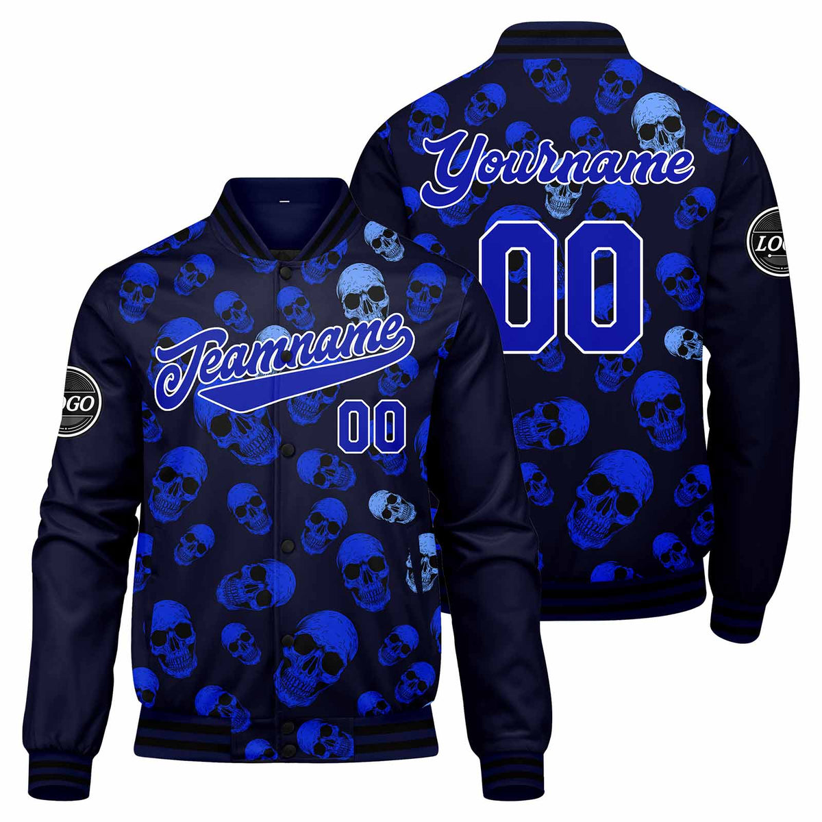 Benutzerdefinierte Verlauf Varsity-Jacke. Letterman-Jacke Royal