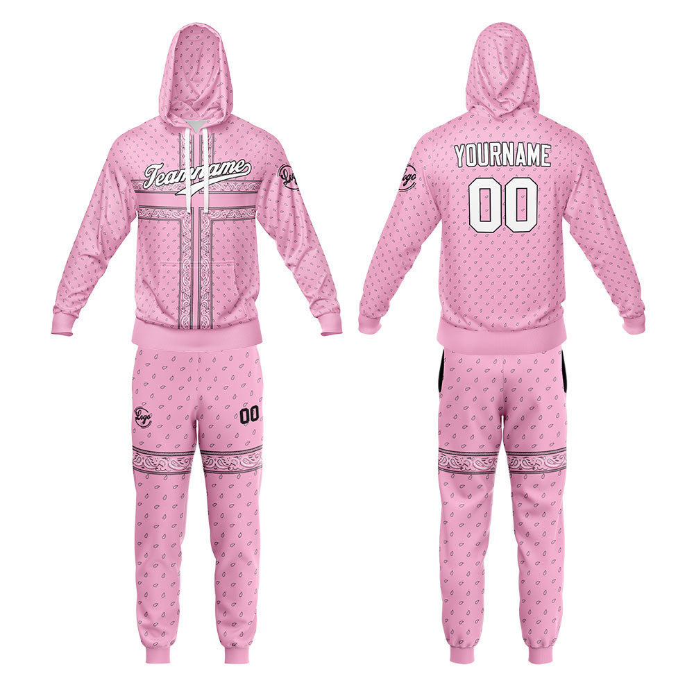 Benutzerdefiniert Rosa Tarnung Sport Jersey Satz Trainingsanzug Zur Seite fahren Kapuzenpullover Oberteile und Hose Satz Königlich