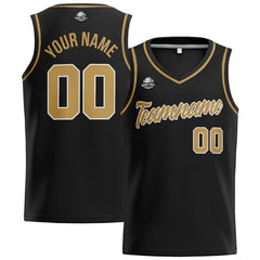 Benutzerdefinierte Authentisch  Basketball Trikot Schwarzes Gold