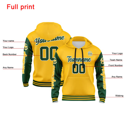 Benutzerdefiniert Grün Gelb Hoodie Personalisiert Männer Pullover Hoodie Gedruckt Team Name Number Logo für Frauen