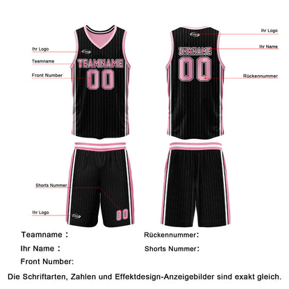 Benutzerdefinierte Schwarz Rosa Reversible Basketball Jersey Personalisierte Drucken Name Nummer Logo